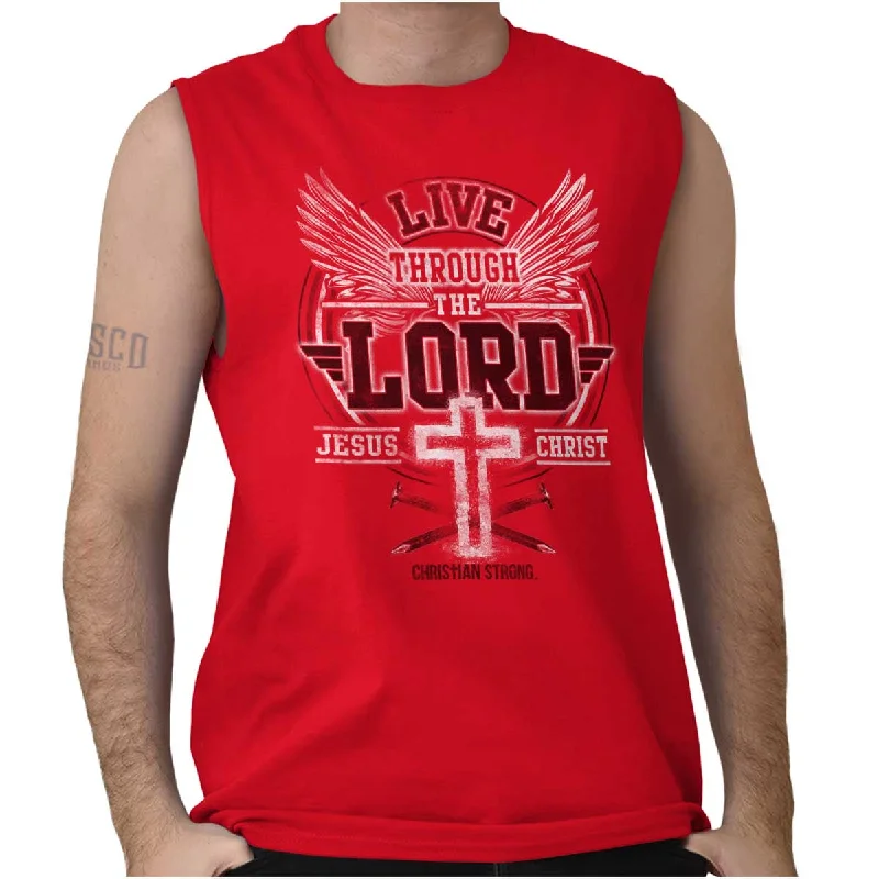 Live Through the Lord Sleeveless T-Shirt Stylish Men's Tropical 