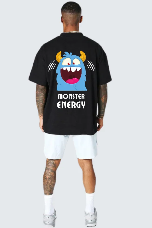 Monster energy oversized pure cotton t-shirt Sleek Men's Contemporary 