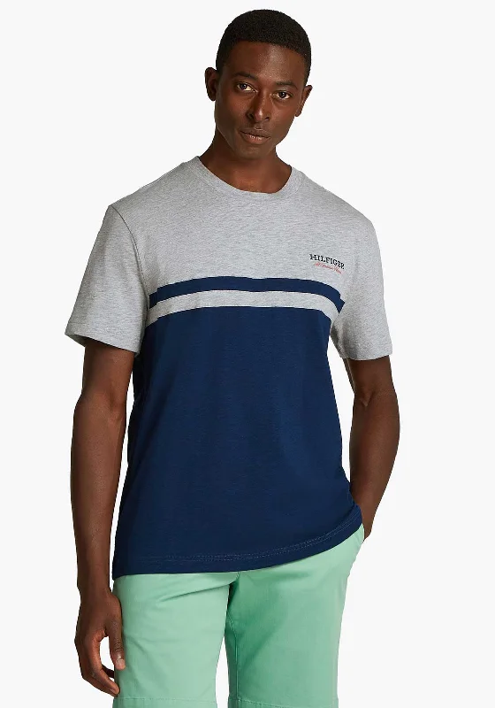 Tommy Hilfiger Colourblock T-Shirt, Light Grey Practical Men's Quick