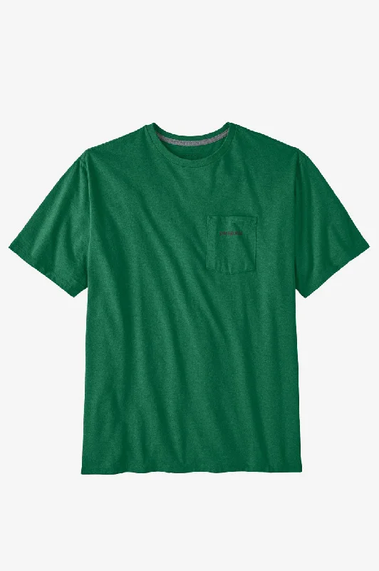 Patagonia Logo Ridge Pocket Responsibili Tee - Gather Green Unique Men's Upcycled