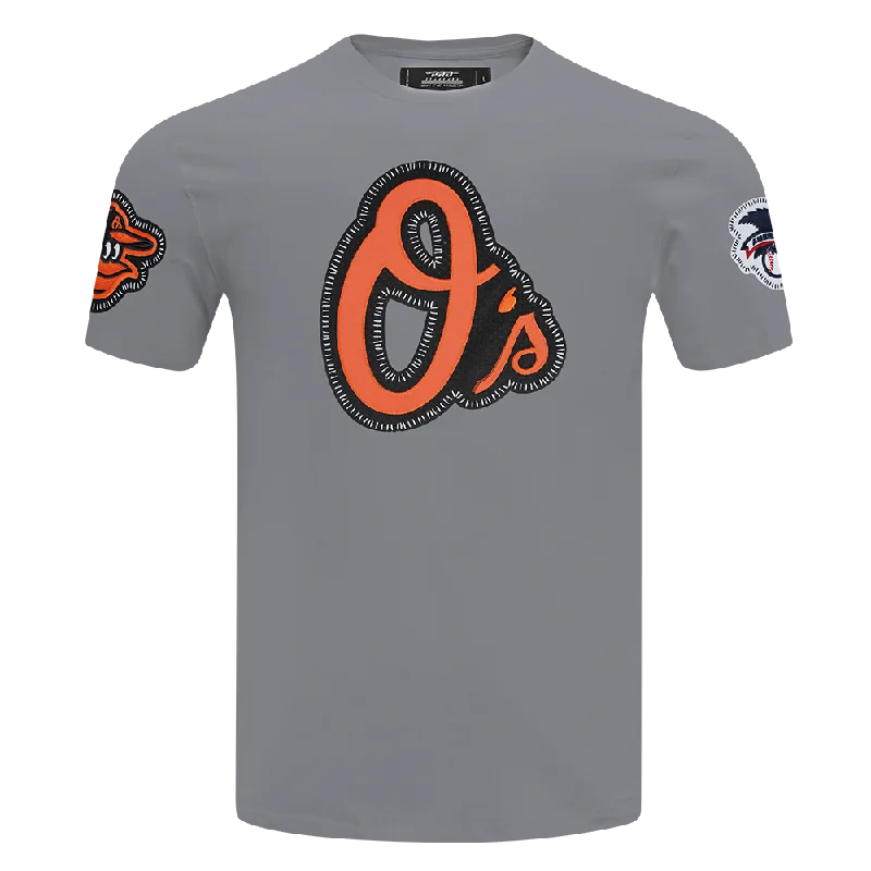 MLB BALTIMORE ORIOLES DIY PICK STITCH MEN'S SINGLE JERSEY TOP (GRAY) Elegant Men's Cashmere