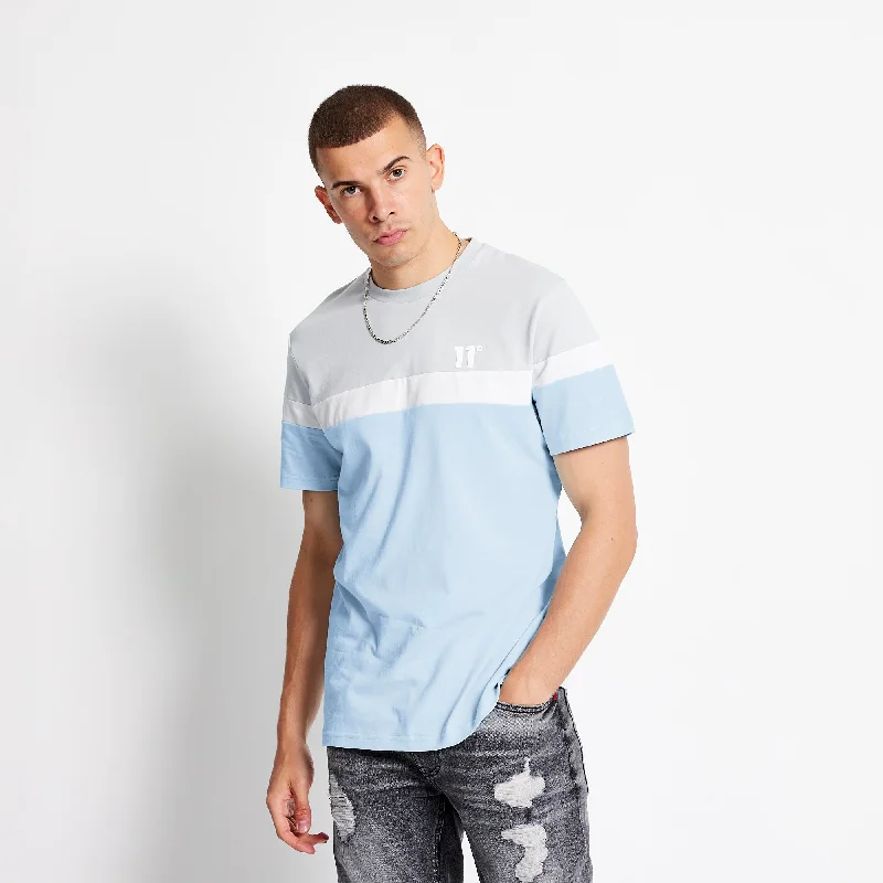 Triple Panel T-Shirt - Ice Blue / Micro Chip / White Relaxed Men's Beach