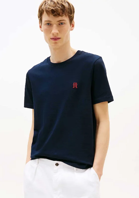 Tommy Hilfiger Contrast TH Monogram T-Shirt, Desert Sky Navy Hip Men's Retro