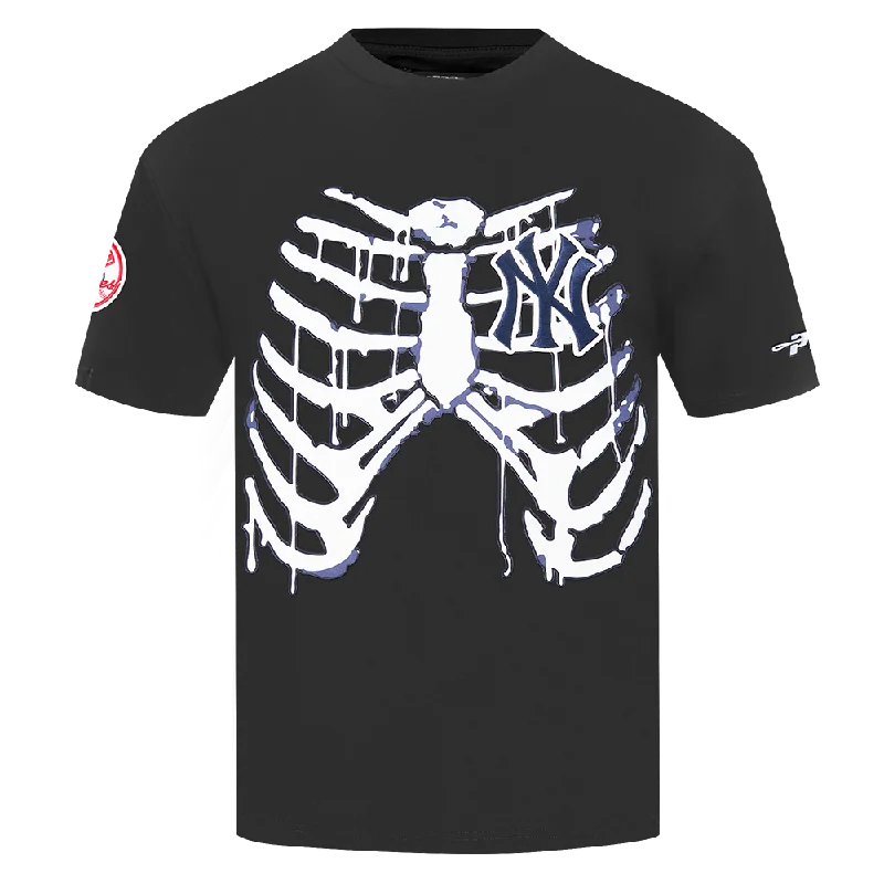 MLB NEW YORK YANKEES RIB CAGE MEN'S COTTON JERSEY DROP SHOULDER TOP(BLACK) Lumberjack