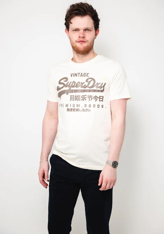 Superdry Vintage Logo Workwear T-Shirt, Off White Bold Men's Statement