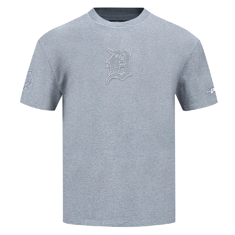 MLB DETROIT TIGERS REVERSE FRENCH TERRY MEN'S COTTON JERSEY DROP SHOULDER TOP (DARK HEATHER GRAY) Gym