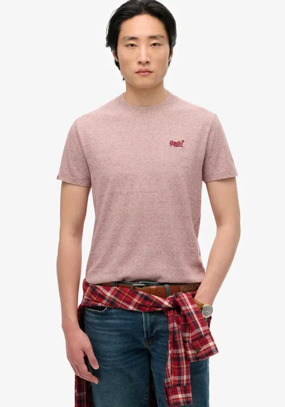 Superdry Essential Logo Embroidered T-Shirt, Cherry Red Sleek Men's Metallic