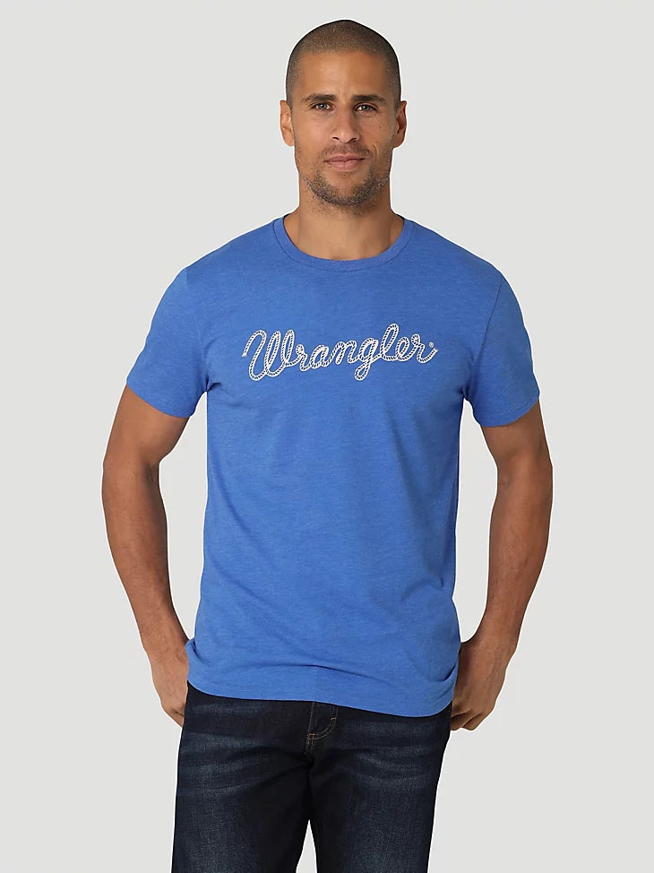 MEN'S WRANGLER® ROPE LOGO T-SHIRT IN ROYAL BLUE HEATHER Cozy Men's Sherpa