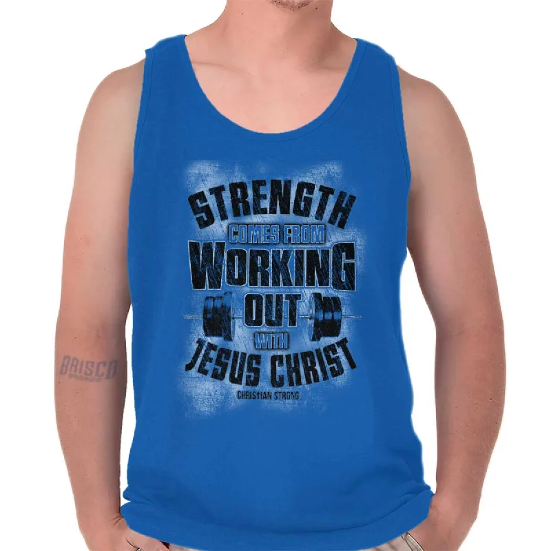 Working Out With Christ Tank Top Trendy Men's Oversized