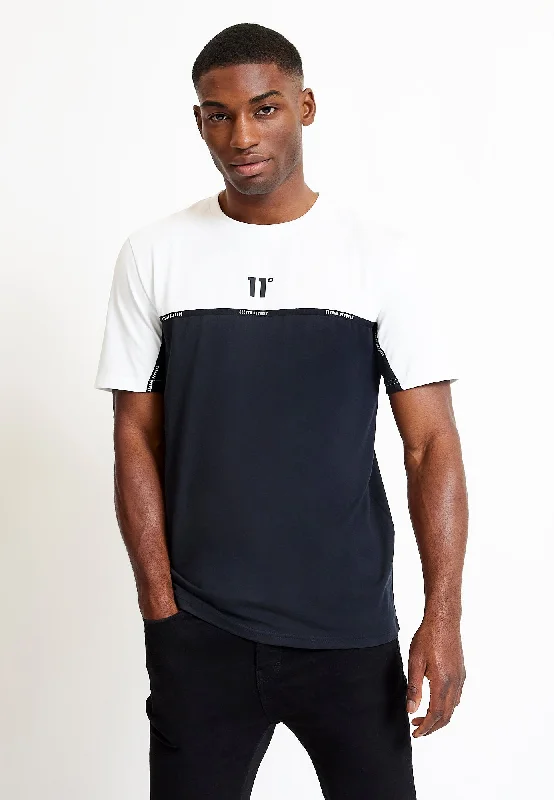 Colour Block Taped T-Shirt - Black / White Organic