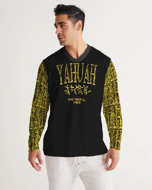 Yahuah-Name Above All Names 01-02 Men's Designer Long Sleeve V-neck Jersey T-shirt Traditional Men's Wool