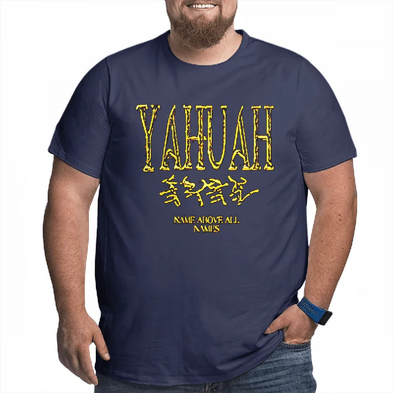 Yahuah-Name Above All Names 01-02 Men's Designer Premium Cotton Plus Size T-shirt (4 colors) Cozy Men's Winter